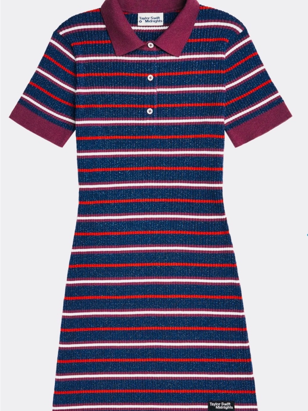 Taylor Swift Striped Knit Top in Navy, Burgundy, Red & White